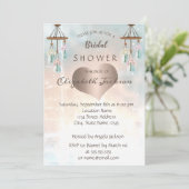 Elegantes Chic Wind Chimes, Herz-Brautparty Einladung (Stehend Vorderseite)