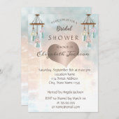 Elegantes Chic Wind Chimes, Herz-Brautparty Einladung (Vorne/Hinten)