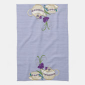 Elegantes China Tea Set mit violetten Blumen Geschirrtuch (Vertikal)