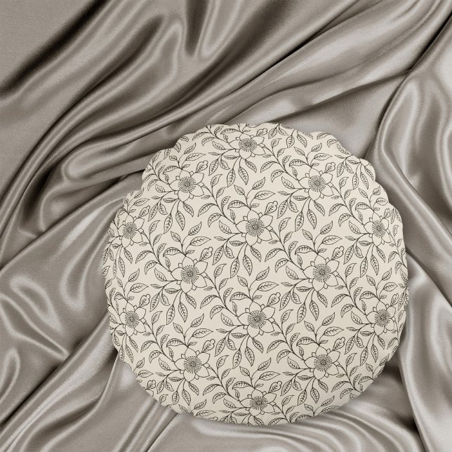 Elegantes chinesisches Blumenmuster Natural CC0443 Rundes Kissen (Von Creator hochgeladen)