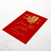 Elegantes chinesisches Hochzeitslogo, blumengeschm Folieneinladung (Gedreht)