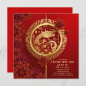 Elegantes chinesisches Jahr für Drachen Einladung (Vorne/Hinten)
