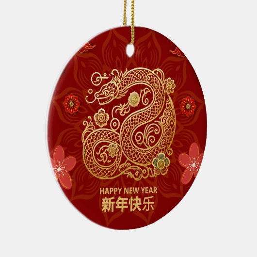 Elegantes chinesisches Neujahr mit Goldschlange Keramik Ornament (Rechts)
