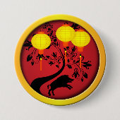 Elegantes chinesisches Neujahr Pig Gold Lanterns Button (Vorderseite)