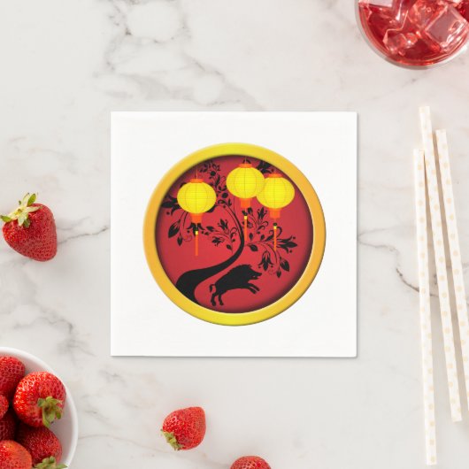 Elegantes chinesisches Neujahr Pig Gold Lanterns Serviette (Beispiel)