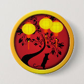 Elegantes chinesisches Neujahr Rat Gold Lanterns Button (Vorderseite)