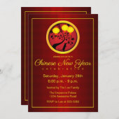 Elegantes chinesisches Neujahr Rat Gold Lanterns Einladung (Vorne/Hinten)