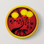 Elegantes chinesisches Neujahr Tiger Gold Lanterns Button (Vorderseite)