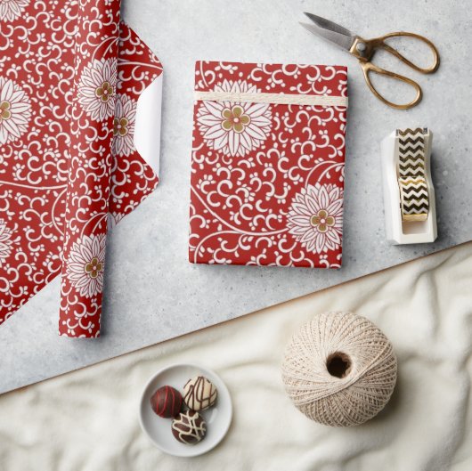 Elegantes chinesisches rotes goldenes Muster Geschenkpapier (Kunsthandwerk)