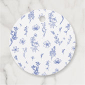 Elegantes Chinoise Dusty Blue Floral Brautparty Geschenkanhänger (Rückseite)