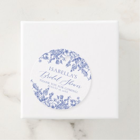 Elegantes Chinoise Dusty Blue Floral Brautparty Geschenkanhänger (Beispiel)