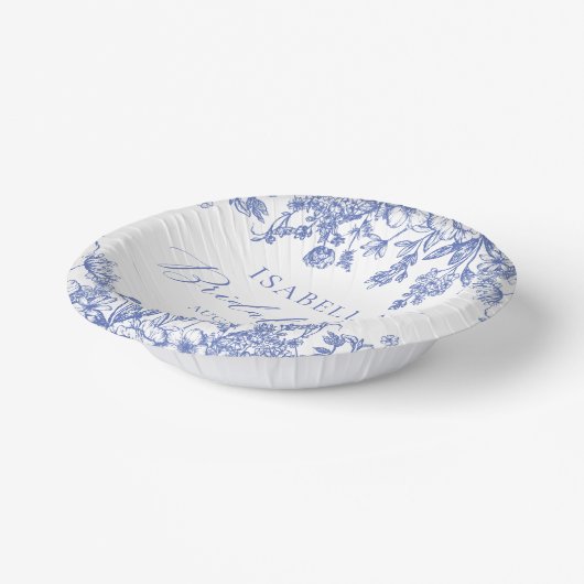 Elegantes Chinoise Dusty Blue Floral Brautparty Pappteller (Gewinkelt)