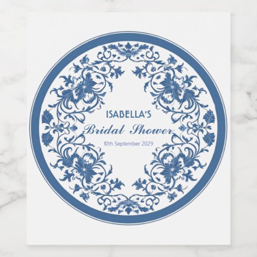 Elegantes Chinoiserie Antique Muster Brautparty Weinetikett (Einzelnes Label)