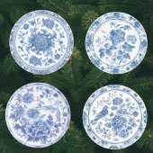 Elegantes Chinoiserie-Blau-Weiß-Blumendesign  Getränkeuntersetzer
