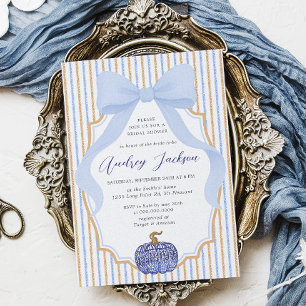 Elegantes Chinoiserie Pumpkin Blue Bow Brautparty Einladung