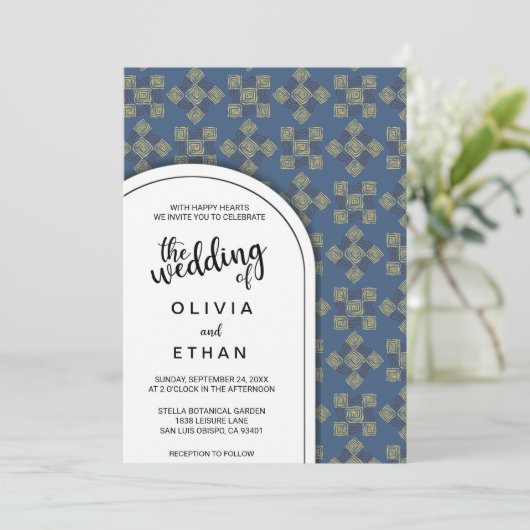 Elegantes chisches Muster rustikale Einladung zur  (Stehend Vorderseite)