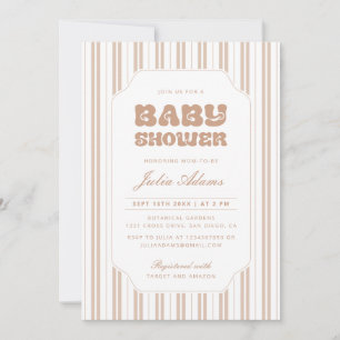 Elegantes Choco-Braun gestreiftes Muster Baby Show Einladung