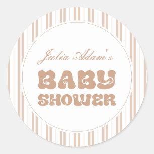 Elegantes Choco-Braun gestreiftes Muster Baby Show Runder Aufkleber