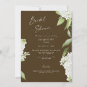 Elegantes Chocolate Brown Hydrangea-Brautparty Einladung (Vorderseite)