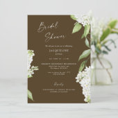 Elegantes Chocolate Brown Hydrangea-Brautparty Einladung (Stehend Vorderseite)