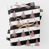 Elegantes Christbaummuster gestreift Geschenkpapier Set (Beispiel)