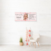 Elegantes CHRISTENING DAY Event Pink Party Banner (Insitu)