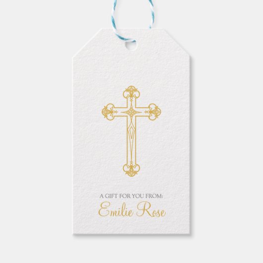 elegantes CHRISTENING oder BAPTISM-Goldkreuz Geschenkanhänger (Vorderseite)