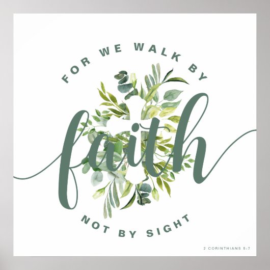 Elegantes Christliches Bibelverse mit Blumenkreuz Poster (Vorne)