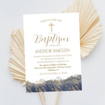 Elegantes Christliches Blue-Gold-Cross | Taufe