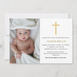 Elegantes Christliches Blue Round Foto | Taufe Einladung