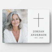 Elegantes christliches Kreuz Trauer Gedenkfoto Fotoplatte (Vorderseite)