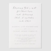 Elegantes Christliches Script Black & White Weddin Pergament Einladungen (Vorderseite)