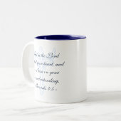 Elegantes Christliches Sprichwort Blaues Kreuz Mod Zweifarbige Tasse (Vorderseite Links)
