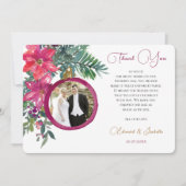 Elegantes Christmas Poinsettia Floral Wedding Foto Dankeskarte (Vorderseite)