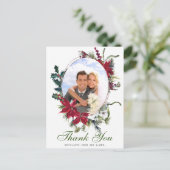 Elegantes Christmas Poinsettia Frame Foto Vielen D Postkarte (Stehend Vorderseite)
