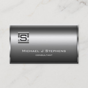Elegantes Chrome-Monogramm Visitenkarte
