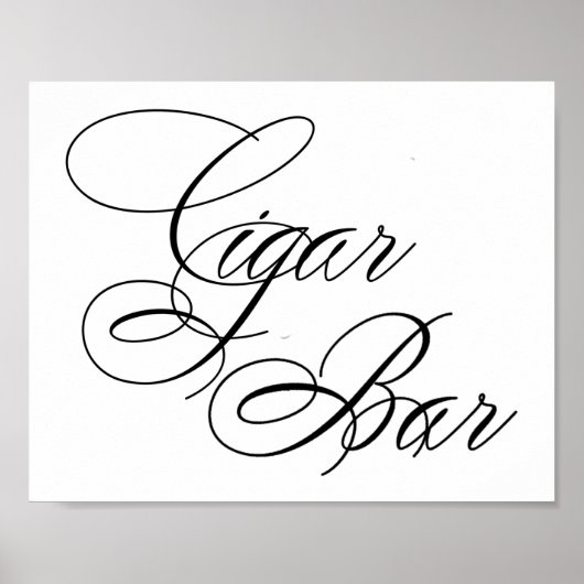 Elegantes Cigar Bar Black Script | Horizontale Tab Poster (Vorne)