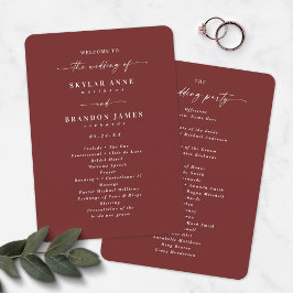 Elegantes Cinnamon Red Wedding Ceremony Programm