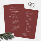 Elegantes Cinnamon Red Wedding Ceremony Programm