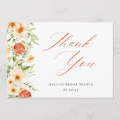 Elegantes Citrus Floral Brautparty Dankeskarte (Vorderseite)