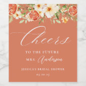 Elegantes Citrus Floral Brautparty Weinetikett (Einzelnes Label)