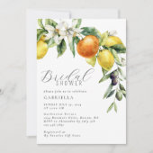 Elegantes Citrus Lemon Orange Brautparty Einladung (Vorderseite)