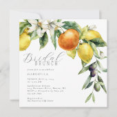 Elegantes Citrus Lemon Orange Brautparty Einladung (Vorderseite)