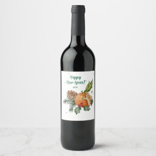 Elegantes Citrus Neujahrsdesign Weinetikett