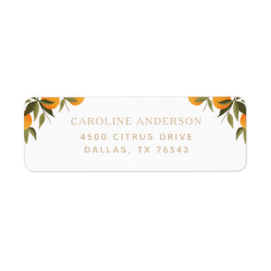 Elegantes Citrus Orange Branch Return Address Labe