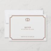 Elegantes Classic Brown & Ecru Wedding Wappen UAWG RSVP Karte (Vorderseite)