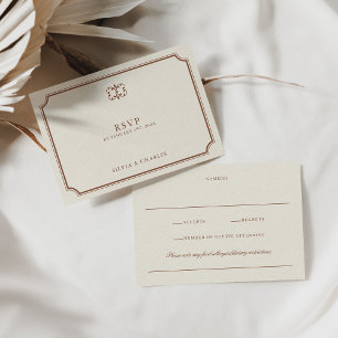 Elegantes Classic Brown & Ecru Wedding Wappen UAWG RSVP Karte