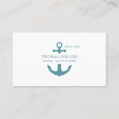 Elegantes Classic Deep Aqua Nautical Anchor Logo Visitenkarte (Rückseite)