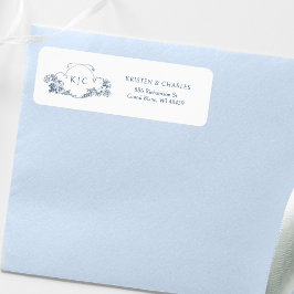 Elegantes Classic Dusty Blue French Floral Wappen