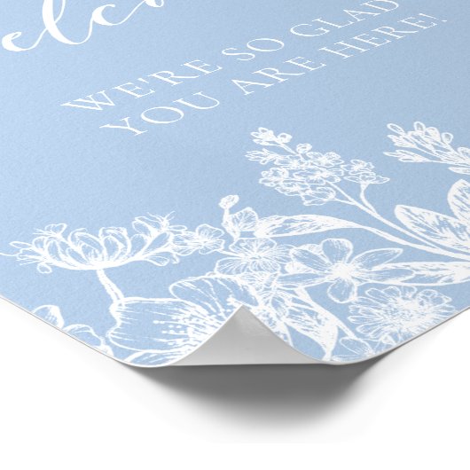 Elegantes Classic Dusty Blue Wildblume Begrüßungsz Poster (Ecke)